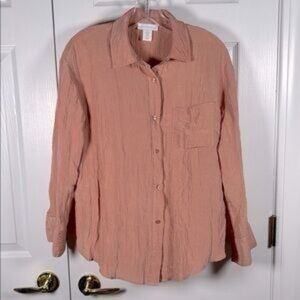 House of Harlow 1960 Crinkled / Textured Polyester long Shirt Designer Medium